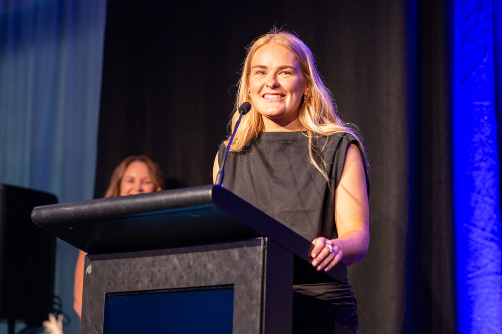 A presenter at the NZ Rural Sports Awards