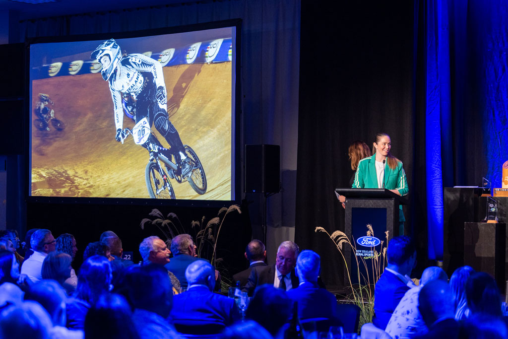 Sarah Walker presenting at the NZ Rural Sports Awards