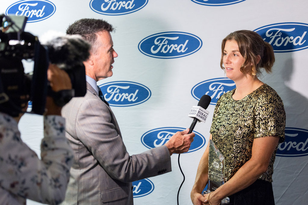 Steph Dryfhout speaking with media