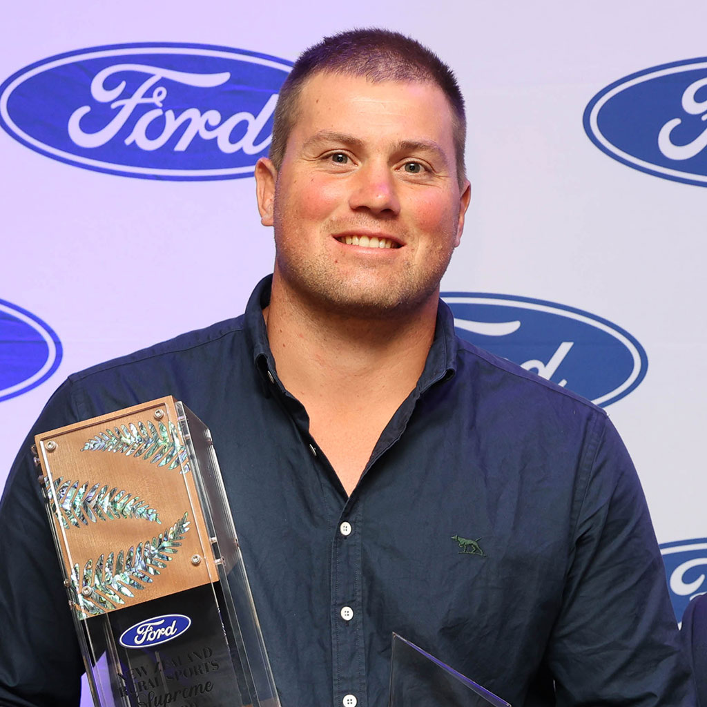 Jack Jordan holding his NZ Rural Sports awards